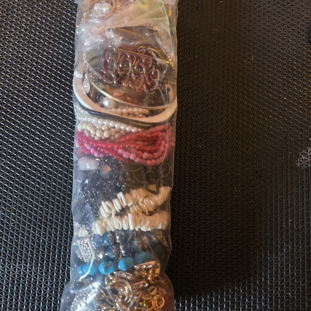 Mixed Bead And Shell Bracelet Stack - Pink, Turqu… - image 1